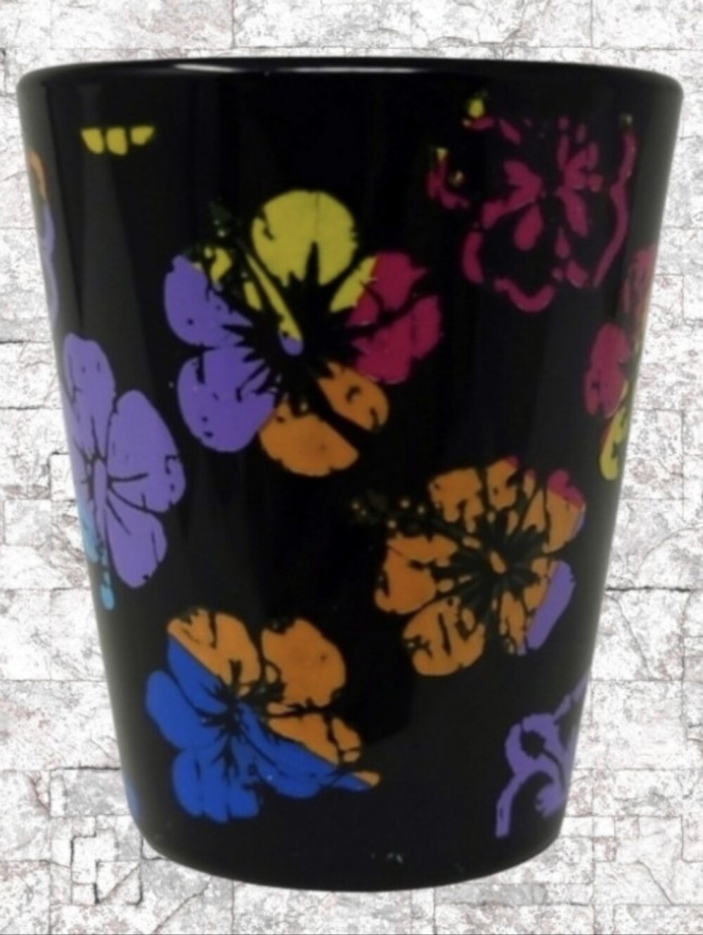 BLACK WITH FLOWERS "SHOT GLASS" - KALAN SGW815